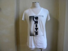 Ann Demeulemeester Léger Doux Blanc " Col V Imprimé T Shirt S XL