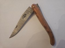 couteau pliant laguiole lame damas acier damassé manche en loupe genévrier