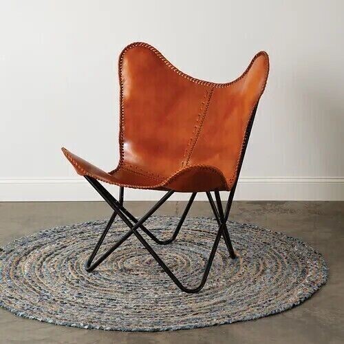 Chaise cuir papillon fait - , main