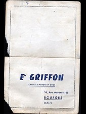 BOURGES (18) VELO & MOTO en gros "Ets GRIFFON" en 1950