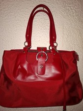 Sac Lancel ROUGE en cuir et toile avec sa pochette