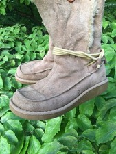 SHOE SALE @ EARTH SHOE Suede Leather Faux Fur Lined BOOTS Womens Shoes Size 7