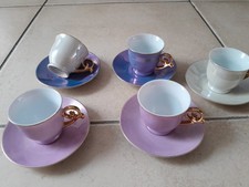 LOT DE 5 TASSES ET 5 SOUS-TASSES GENEVIÈVE LETHU - NACRÉES