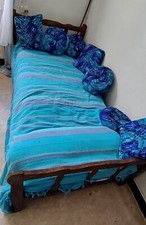 Cadre de lit avec t�te de lit cire marron 90x190 cm bois de pin