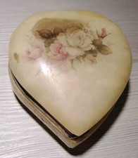❤️Boite A Bijoux, Albâtre, Motif Floral, Forme Coeur