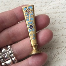 SCEAU CACHET en Bronze Emaux Email XIXè Chiffré VV French SEAL