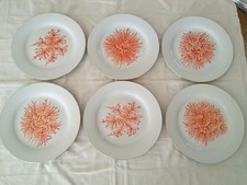 RARE 6 ASSIETTES PLATES PORCELAINE ARTISTE SOPHIE KAO Paris FRACTALE