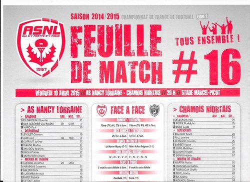 Feuille match asnl - feuille,