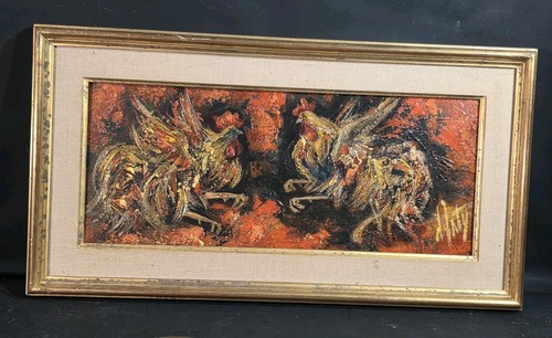 Tableau huile combat - tableau,