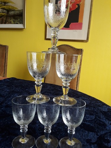 Verres anciens guillochés - 6,