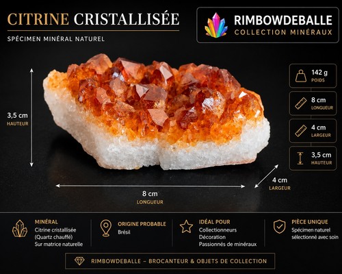 Citrine cristallisée sur - cristallisÉe,