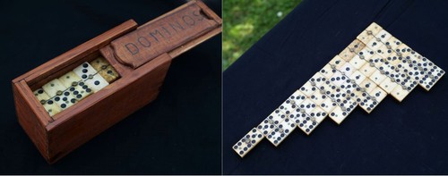Ancien jeu dominos boite - jeu, de