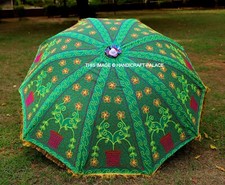 Jardin Parasol Fleur Brodé Indien Extérieur Pare Soleil Patio Parapluie 178cm
