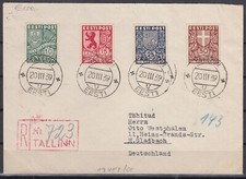 RS25652/ ESTONIA – 1939 MI # 142 / 145 COMPLETE ON REGISTERED COVER