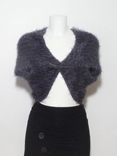 ? Gilet/ Boléro/ Veste Gris Foncé à Longs Poils- Taille 38/40