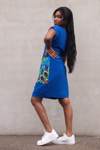 Robe midi bleu royal avec - -,
