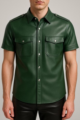 Nouvelle chemise cuir vert - chemise,