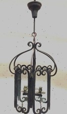 lanterne à six pans en fonte de fer patinée trois bras lumière . XX siècle