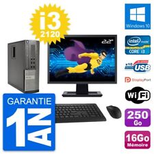 PC Dell 990 SFF Ecran 22" Intel i3-2120 RAM 16Go Disque 250Go Windows 10 Wifi