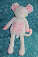 Peluche doudou Souris Atmosphèra for kids 38cm coeur rose