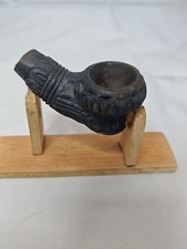 Tête d'ancienne pipe en terre cuite - artisanat africain Cameroun - Bamileke
