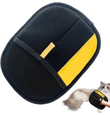 Gant de Toilettage Anti-Poils pour Chat et Chien–Filet Doux,Lavable–Noir/Jaune