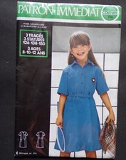 § patron ancien MODES ET TRAVAUX robe saharienne fille taille 8 10 12 ans