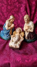 Grand Santon Ancien Marie 15cm Joseph Jesus Creche Platre Noel