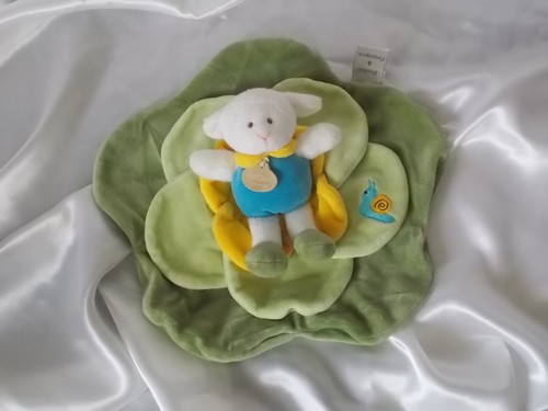 Doudou mouton pétales vert - doudou, pétales,