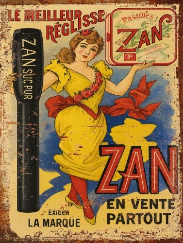 Plaque métal vintage zan - vintage, –