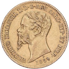 États italiens, SARDINIA, Victor-Emmanuel II, 20 Lire, 1859, Genoa, Or, TTB