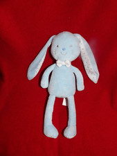 Doudou Peluche Tex Baby Lapin Bleu Blanc Etoile Argent