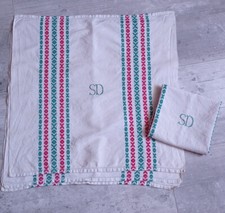 Torchons en lin monogrammé SD essuie main serviette