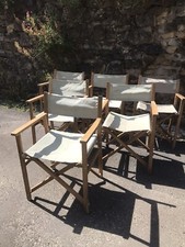 6 CHAISES PLIANTES ARMATURES BOIS ASSISES EN TOILE STYLE METTEUR EN SCÈNE 