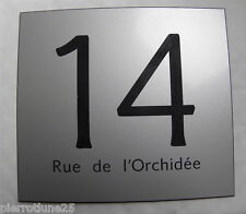 NUMERO DE RUE personnalisée + nom de la rue plaque 110 x 110 mm gravée 