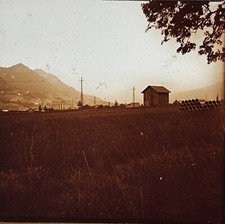 Paysage Ville à identifier Photo Plaque de verre c1930 Vintage §48L2n