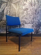 CHAUFFEUSE THONET VINTAGE 1960-TISSU BLEU-DESIGN 60-70