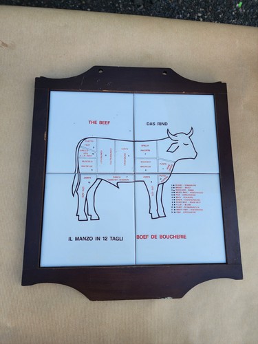 Plaque faïence découpe boeuf