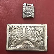 Ancien Briquet À Essence MYON Et Porte Cigarettes Indochine En Argent