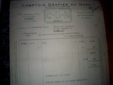 VIEILLE FACTURE  année 1957 Comptoir Drapier du Nord à Roubaix 