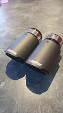 Embout Echappement pour Akrapovic Carbone Noir Mate Tube Noir Sortie Logo ×2