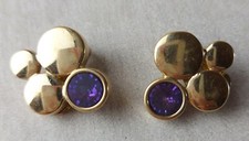 Ancienne paire de boucles d'oreilles, pierre mauve, Pierre Lang, vintage