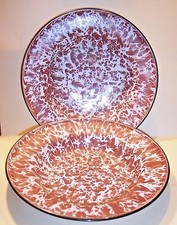 LOT OF 2 Brown & White Swirl Graniteware SOUP OR CEREAL EXCELLENT Condition!