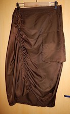 Très longue jupe marron satiné EVA TRALALA lien pour moduler grande poche T3 TBE