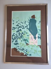 Lithography  japanese gueicha vintage lithographie signée numérotée Japonaise