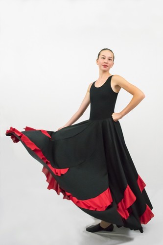 Black flamenco gore skirt - black,