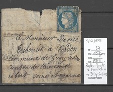 France -  Ballon Monté - 01/12/1870 - LE FRANKLIN - pour Grisy- Suisnes