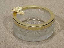 Cendrier en cristal taillé gravé à décor floral roses galerie laiton