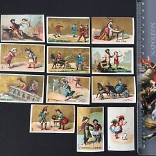 12 Petits Chromos Anciens Dorés 1890 Advertising Cards