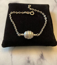 ANCIEN BRACELET ARGENT MASSIF POINÇON - ART DÉCO -  PERLE TAHITI GRISE NATURELLE